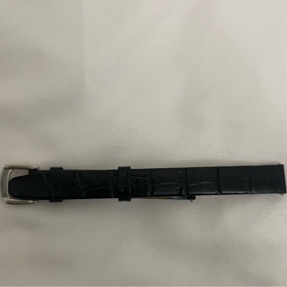 ESQ Esquire Black Croc Embossed Leather Replacement Watch Strap - Picture 1 of 3